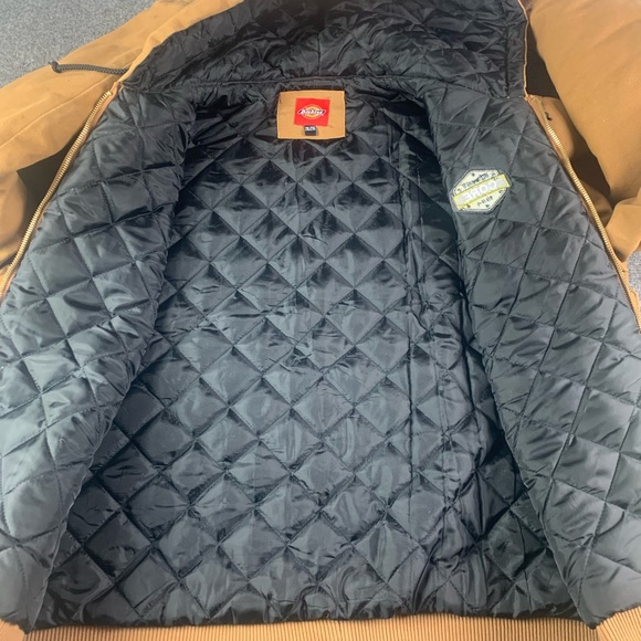 DICKIES Mens Full Zip Canvas Quilted Lined Heavy  Work Jacket Size 2XL Camel - Picture 8 of 10